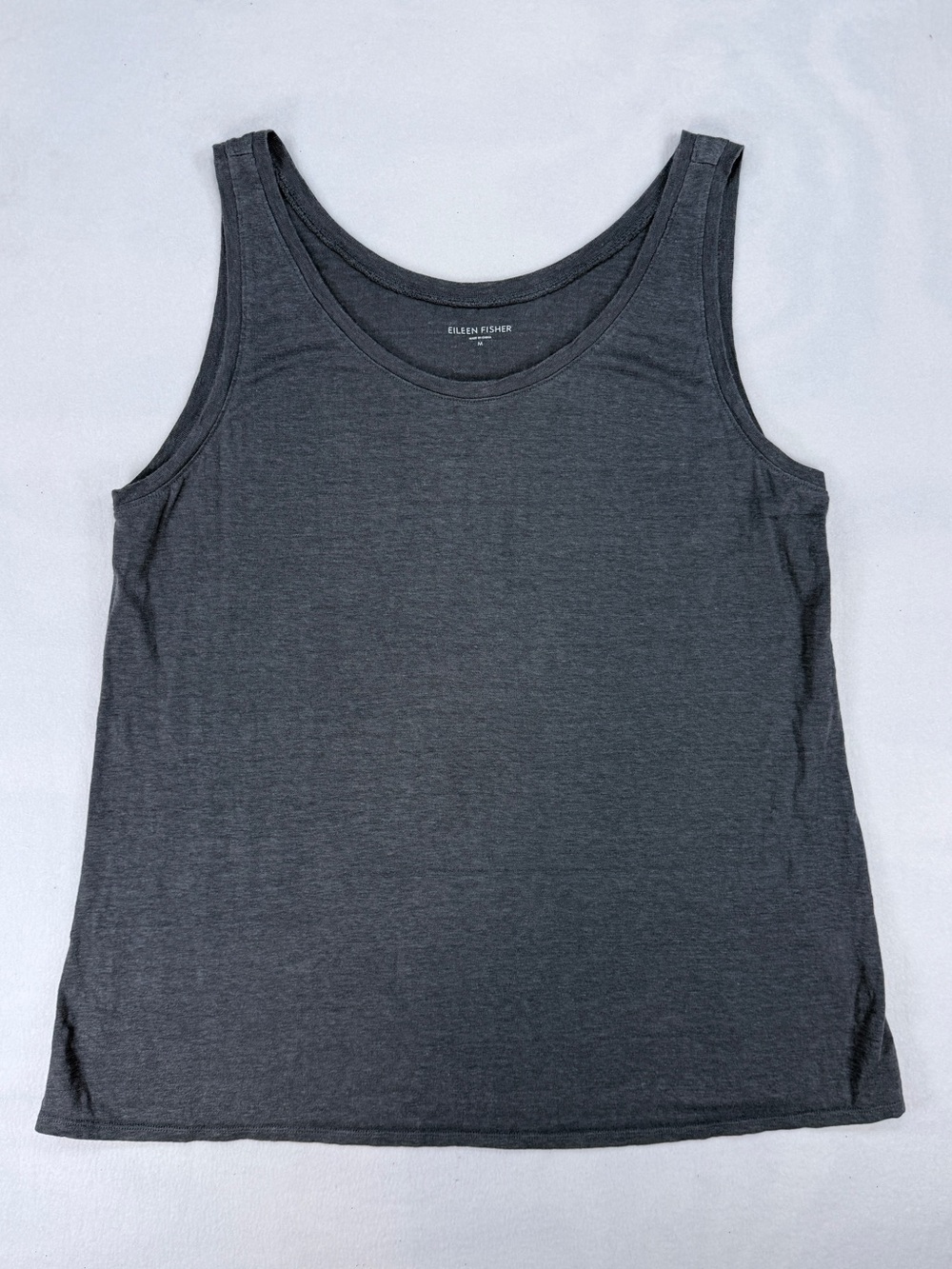 Eileen Fisher Gray 100% Linen Knit Jersey Tank Top M NWOT Capsule Basics